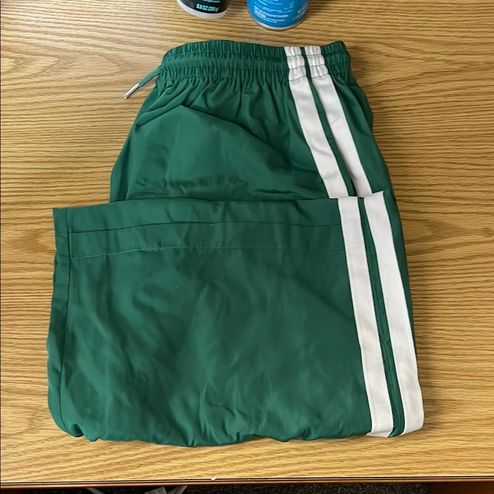 Edikted Green Track Pants with White Stripes